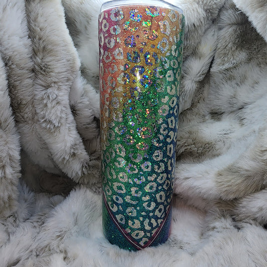 20 Oz Ready to Ship Tumbler - Rainbow Leopard