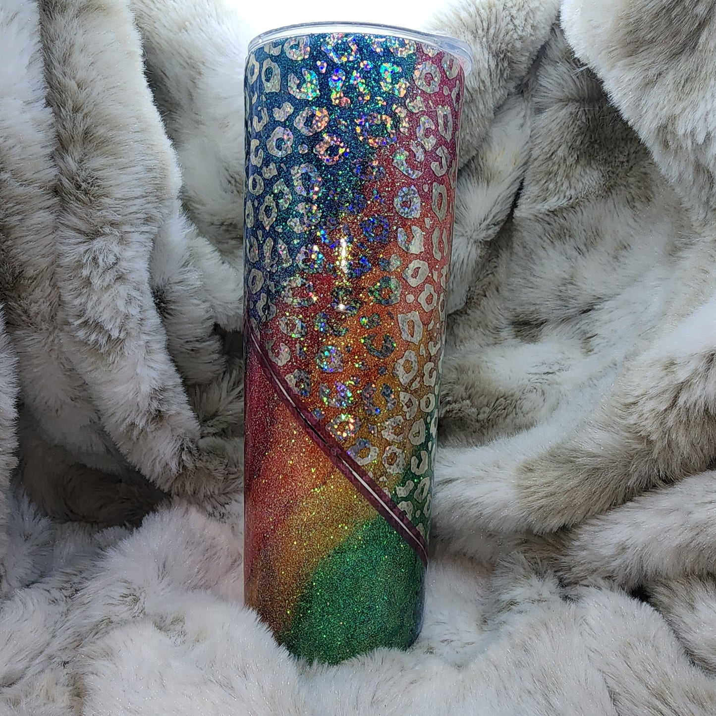 20 Oz Ready to Ship Tumbler - Rainbow Leopard