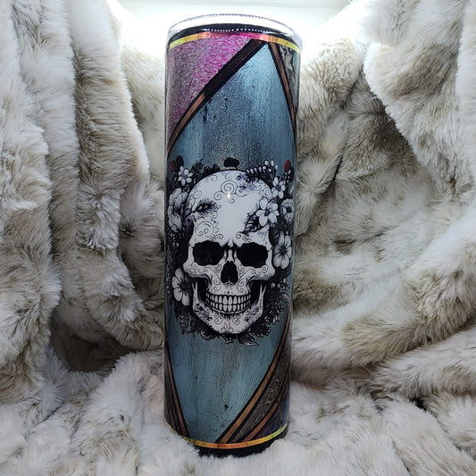 30 Oz Ready to Ship Tumbler - Blue Foils Skull