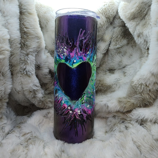 20 Oz Ready to Ship Tumbler - Purple Chameleon Heart
