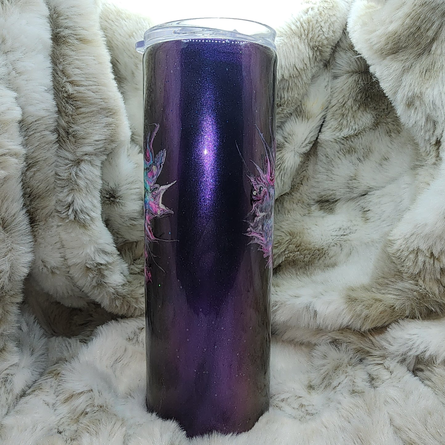 20 Oz Ready to Ship Tumbler - Purple Chameleon Heart
