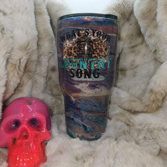 30 Oz Curve Ready to Ship Tumbler - What's Your Country Song Ink Swirl