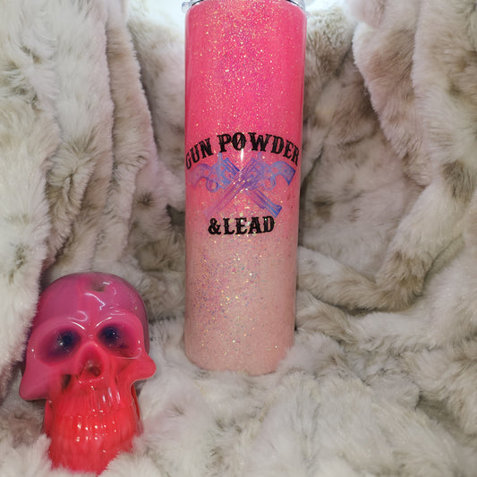 30 Oz Ready to Ship Tumbler - Pink Glitter Gun Powder & Lead