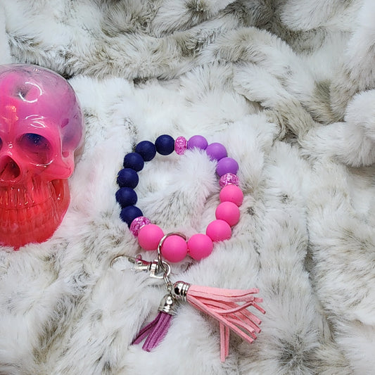 Wristlet Keychain - Purple/ Navy / Pink