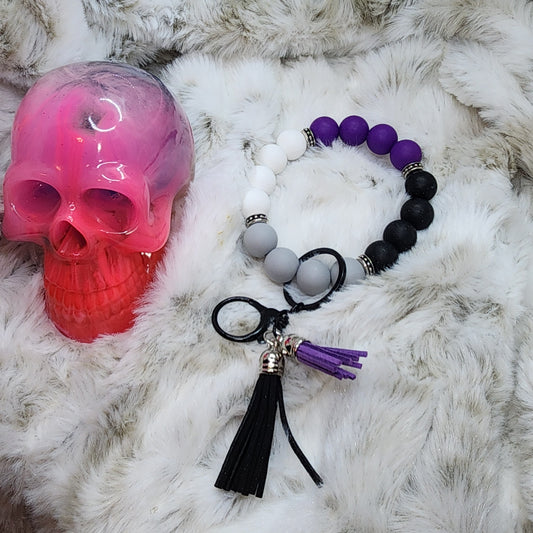 Wristlet Keychain - Gray, Purple, Black