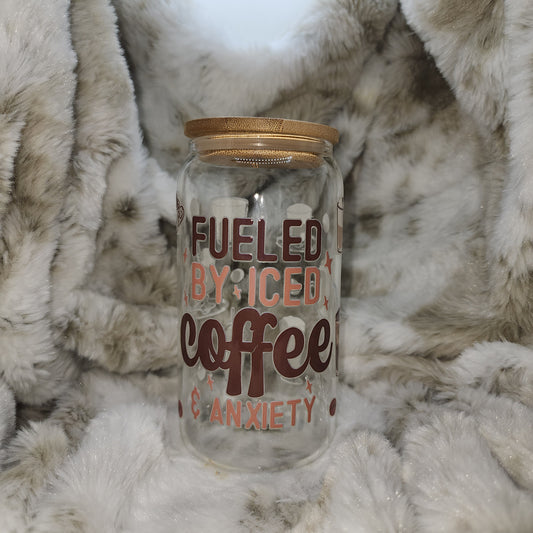 16 Oz Ready to Ship Glass Wine/Can - Fueled by Coffee